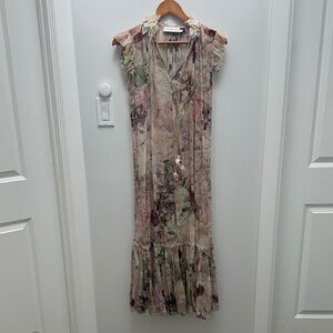 Zimmermann Semi Sheer Floral Ruffle Maxi Dress